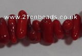 CCB61 15.5 inch 4*11mm irregular branch red coral chip beads