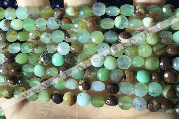 CCB612 15.5 inches 6mm faceted coin Australia chrysoprase beads