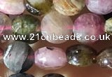 CCB618 15.5 inches 6mm faceted coin tourmaline gemstone beads