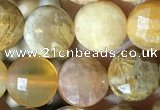 CCB621 15.5 inches 6mm faceted coin fossil coral beads wholesale