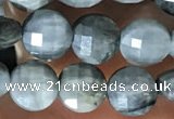 CCB627 15.5 inches 6mm faceted coin eagle eye jasper gemstone beads