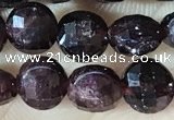 CCB630 15.5 inches 6mm faceted coin red garnet gemstone beads