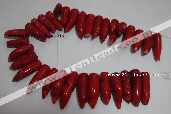 CCB66 16 inches horn shape red coral beads Wholesale