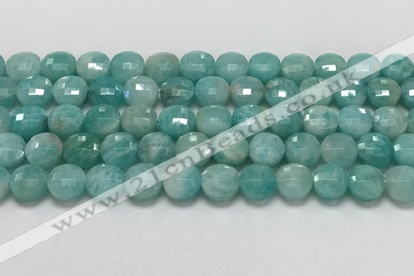 CCB681 15.5 inches 10mm faceted coin amazonite gemstone beads