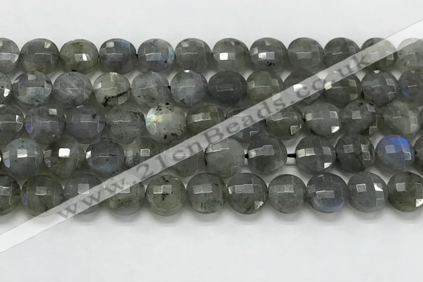 CCB684 15.5 inches 10mm faceted coin labradorite gemstone beads
