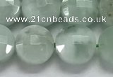 CCB688 15.5 inches 10mm faceted coin green angel skin gemstone beads