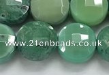 CCB689 15.5 inches 10mm faceted coin grass agate gemstone beads