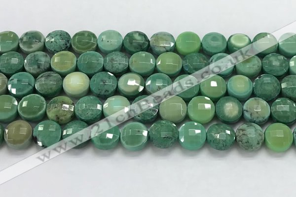 CCB689 15.5 inches 10mm faceted coin grass agate gemstone beads