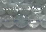 CCB700 15.5 inches 6mm faceted coin aquamarine gemstone beads