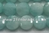 CCB701 15.5 inches 6mm faceted coin amazonite gemstone beads