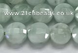 CCB708 15.5 inches 6mm faceted coin green angel skin gemstone beads