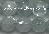 CCB720 15.5 inches 8mm faceted coin aquamarine gemstone beads