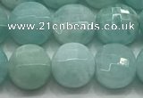 CCB721 15.5 inches 8mm faceted coin amazonite gemstone beads