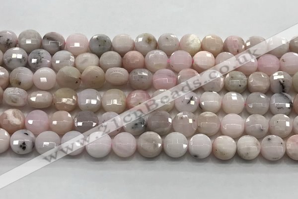 CCB724 15.5 inches 8mm faceted coin pink opal gemstone beads