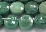 CCB730 15.5 inches 8mm faceted coin grass agate gemstone beads