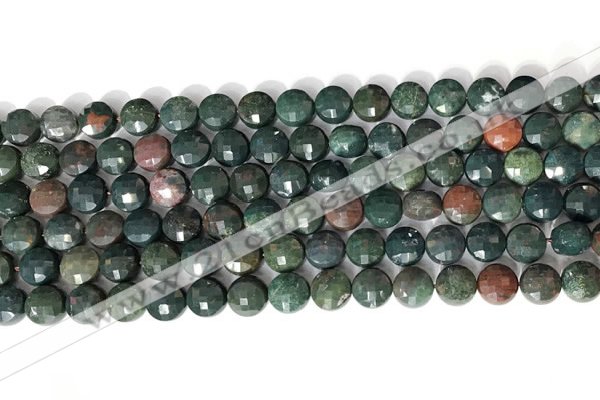 CCB750 15.5 inches 8mm faceted coin Indian bloodstone gemstone beads