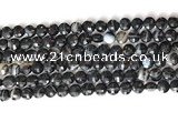 CCB754 15.5 inches 8mm faceted coin black line agate beads