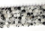 CCB758 15.5 inches 8mm faceted coin black rutilated quartz beads