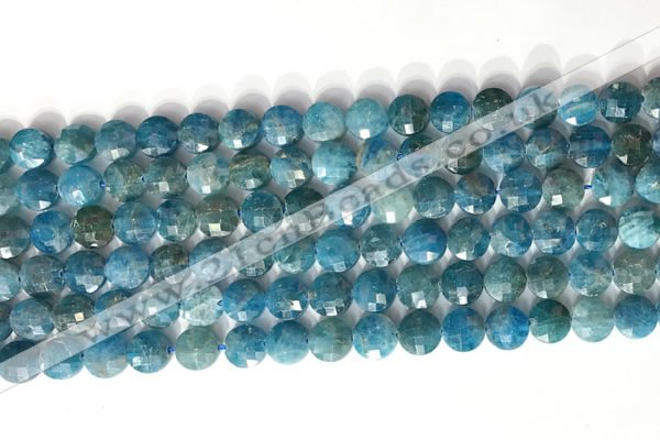 CCB763 15.5 inches 8mm faceted coin apatite beads