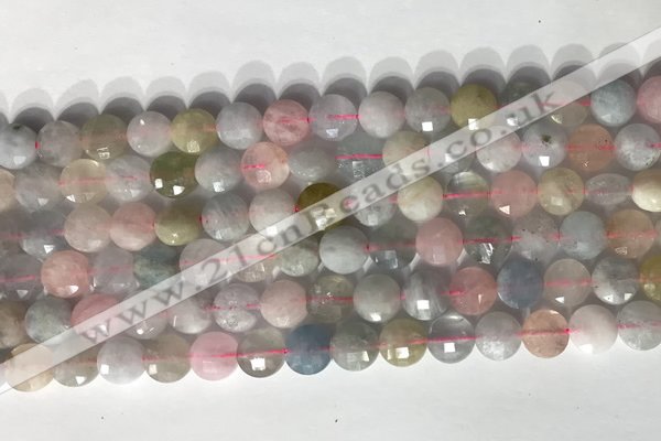 CCB768 15.5 inches 8mm faceted coin morganite gemstone beads