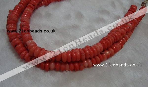 CCB80 15.5 inches 5*9mm roundel pale red coral beads Wholesale