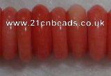 CCB81 15.5 inches 5*13mm roundel pale red coral beads Wholesale