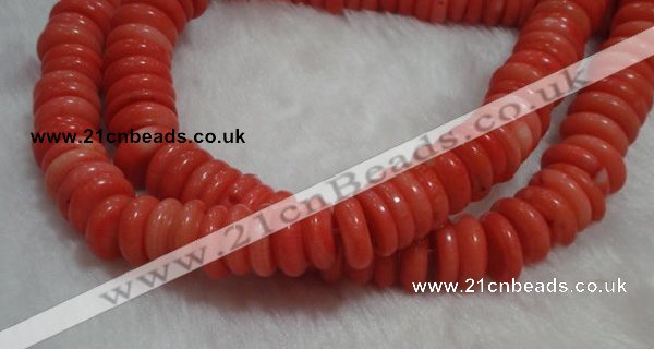 CCB81 15.5 inches 5*13mm roundel pale red coral beads Wholesale