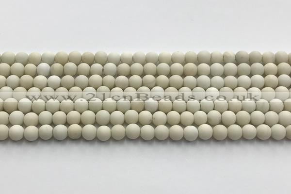 CCB824 15.5 inches 6mm round matte ivory jasper gemstone beads wholesale