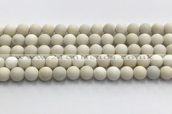 CCB826 15.5 inches 10mm round matte ivory jasper gemstone beads wholesale