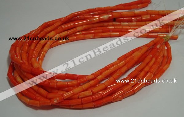 CCB83 15.5 inches 5*10mm column orange coral beads Wholesale