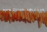 CCB86 15.5 inch 2*8mm irregular branch orange coral beads Wholesale