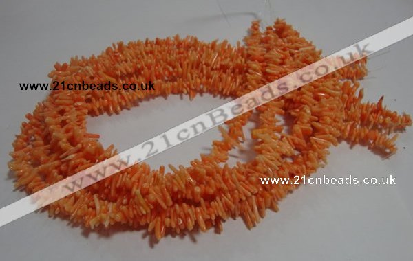 CCB86 15.5 inch 2*8mm irregular branch orange coral beads Wholesale