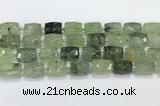 CCB886 11*15mm-12*16mm faceted cuboid green rutilated quartz beads wholesale