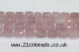 CCB888 11*15mm-12*16mm faceted cuboid rose quartz beads wholesale