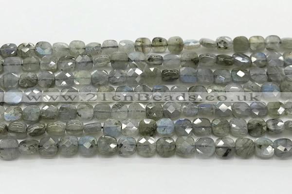 CCB901 15.5 inches 6*6mm faceted square labradorite beads