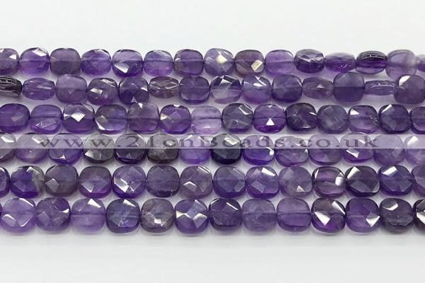 CCB902 15.5 inches 8*8mm faceted square amethyst beads