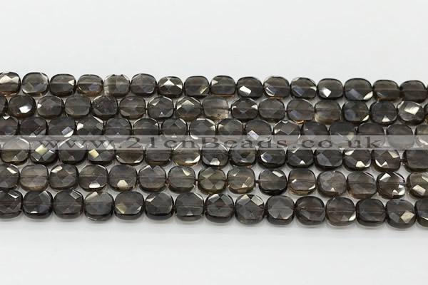 CCB908 15.5 inches 8*8mm faceted square smoky quartz beads