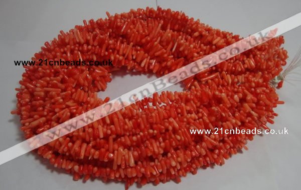 CCB91 15.5 inch 4*11mm irregular branch pale red coral chip beads