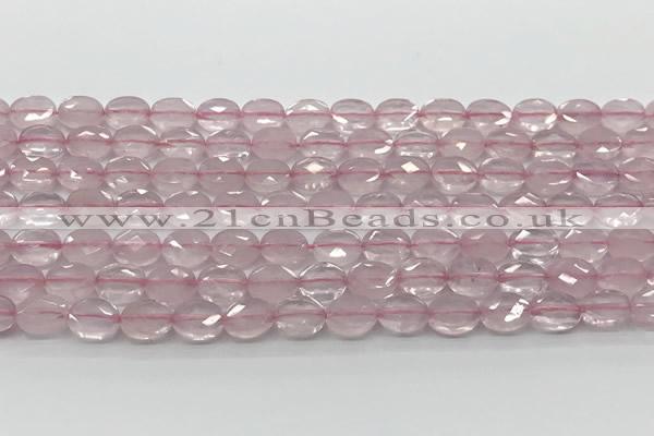 CCB915 15.5 inches 6*8mm faceted oval rose quartz beads