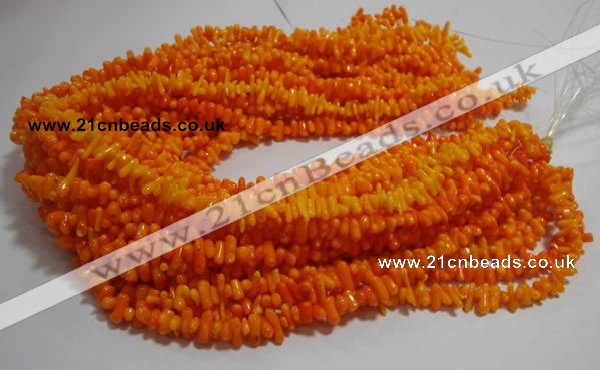 CCB92 15.5 inch 4*11mm irregular branch yellow coral chip beads