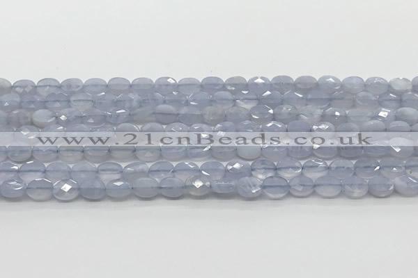 CCB921 15.5 inches 6*8mm faceted oval blue lace agate beads