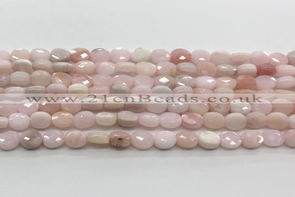 CCB923 15.5 inches 6*8mm faceted oval pink opal beads