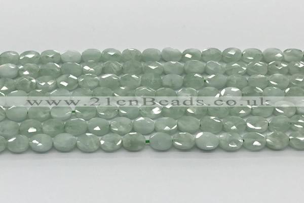 CCB924 15.5 inches 6*8mm faceted oval green angel skin beads