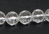 CCC211 15.5 inches 14mm faceted round grade AB natural white crystal beads