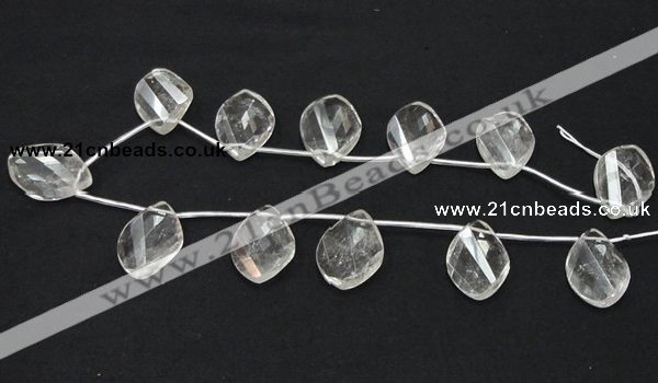 CCC223 20*30mm twisted briolette grade AB natural white crystal beads