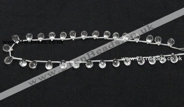 CCC231 8*12mm faceted teardrop grade AB natural white crystal beads