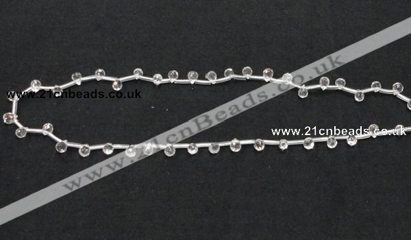 CCC233 4*6mm faceted teardrop grade AB natural white crystal beads