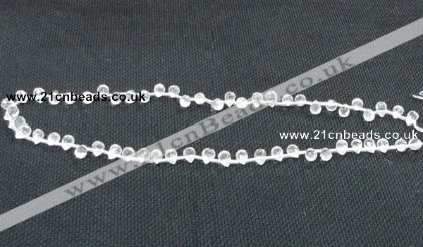 CCC264 5*7mm faceted teardrop grade A natural white crystal beads