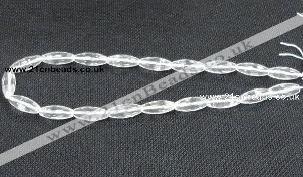 CCC267 8*20mm faceted rice grade A natural white crystal beads