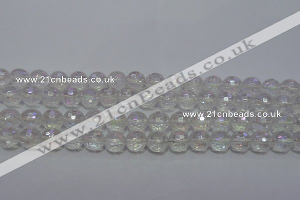 CCC411 15.5 inches 6mm faceted round AB-color white crystal beads